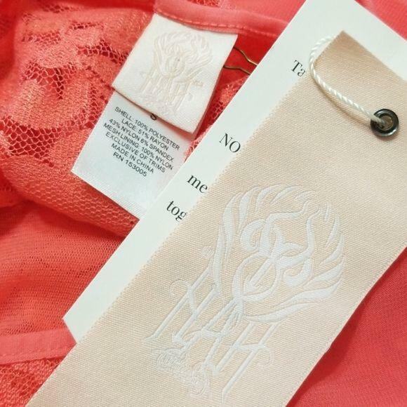 Hot as Hell Coral C It Through Lace Mesh Long Sleeve Bodysuit NEW - Picture 6 of 8